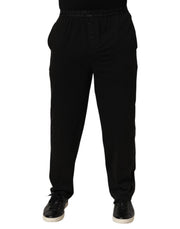 Emporio Armani Black Cotton Blend Logo Waistband Trouser Pants