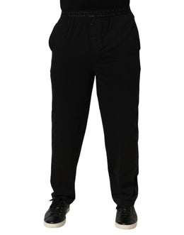 Emporio Armani Black Cotton Blend Logo Waistband Trouser Pants