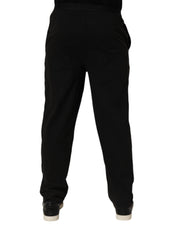 Emporio Armani Black Cotton Blend Logo Waistband Trouser Pants