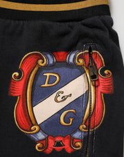 Dolce & Gabbana Black Baroque Crest Logo Men Trackpants Pants