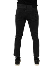 Dolce & Gabbana Dark Gray Cotton Stretch Denim Trouser Jeans