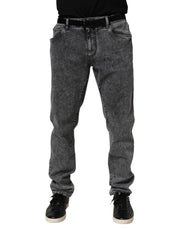 Dolce & Gabbana Gray Cotton Slim Fit Denim Trouser Jeans