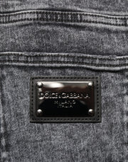 Dolce & Gabbana Gray Cotton Slim Fit Denim Trouser Jeans