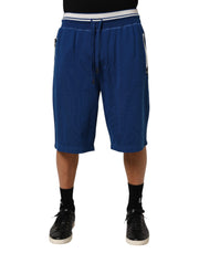 Dolce & Gabbana Blue Cotton Blend Bermuda Sweatpants Shorts