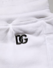 Dolce & Gabbana White Cotton Ripped Bermuda Sweatpants Shorts