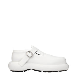 Jil Sander White Leather Slip-On Loafers