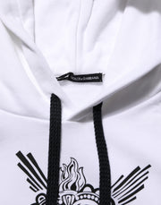Dolce & Gabbana White Sacred Heart Hooded Sweatshirt Sweater