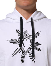 Dolce & Gabbana White Sacred Heart Hooded Sweatshirt Sweater