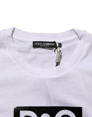 Dolce & Gabbana White Logo Print Cotton Crew Neck T-shirt