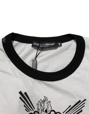 Dolce & Gabbana White Sacred Heart Cotton Crew Neck T-shirt