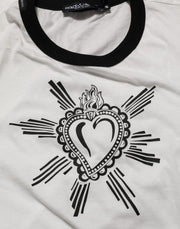 Dolce & Gabbana White Sacred Heart Cotton Crew Neck T-shirt