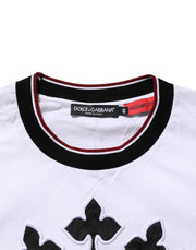 Dolce & Gabbana White Cotton Crown King Embroidery T-shirt