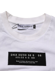 Dolce & Gabbana White Cotton Logo Print Crew Neck Men T-shirt