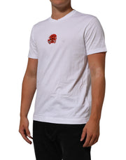 Dolce & Gabbana White Cotton DG Love Patch Crew Neck T-shirt