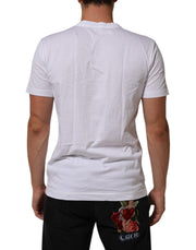 Dolce & Gabbana White Cotton DG Love Patch Crew Neck T-shirt