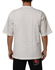 Dolce & Gabbana White Cotton Logo Print Crew Neck Men T-shirt