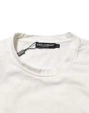Dolce & Gabbana White Cotton Logo Print Crew Neck Men T-shirt