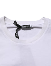 Dolce & Gabbana White Cotton Logo Print Crew Neck T-shirt