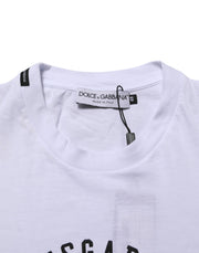 Dolce & Gabbana White Cotton Logo Print Crew Neck T-shirt
