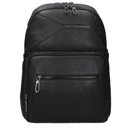 Piquadro Black Leather Backpack