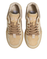 Dolce & Gabbana Beige Leather Miami Low Top Sneakers Men Shoes