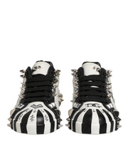 Dolce & Gabbana Black White Studded Low Top Sneakers Shoes