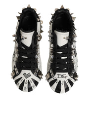 Dolce & Gabbana Black White Studded Low Top Sneakers Shoes