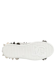 Dolce & Gabbana Black White Studded Low Top Sneakers Shoes