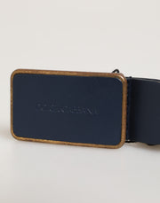 Dolce & Gabbana Blue Leather Classic Metal Logo Buckle Belt
