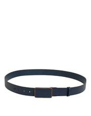 Dolce & Gabbana Blue Leather Classic Metal Logo Buckle Belt
