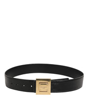 Dolce & Gabbana Black Leather Classic Metal Logo Buckle Belt