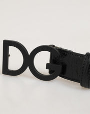 Dolce & Gabbana Black Exotic Leather Metal Logo Buckle Belt