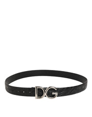 Dolce & Gabbana Black Exotic Leather DG Logo Buckle Belt