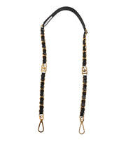 Dolce & Gabbana Black Leather Gold Chain Bag Accessory Shoulder Strap