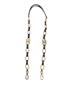 Dolce & Gabbana Black Leather Gold Chain Bag Accessory Shoulder Strap