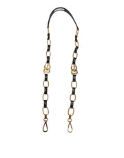 Dolce & Gabbana Black Leather Gold Chain Bag Accessory Shoulder Strap