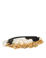 Dolce & Gabbana Black Leather Gold Chain Bag Accessory Shoulder Strap