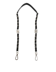 Dolce & Gabbana Black Leather Silver Chain Bag Accessory Shoulder Strap