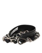 Dolce & Gabbana Black Leather Silver Chain Bag Accessory Shoulder Strap