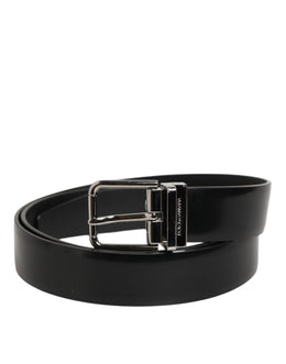 Dolce & Gabbana Black Leather Classic Metal Buckle Men Belt