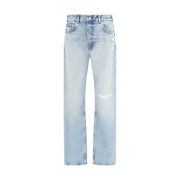 7FOR Light Blue Cotton Straight-Leg Jeans