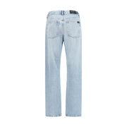 7FOR Light Blue Cotton Straight-Leg Jeans
