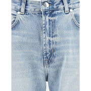 7FOR Light Blue Cotton Straight-Leg Jeans