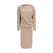 Fabiana Filippi Beige Fleece Wool Casual Dress