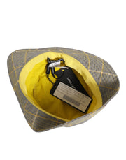Dolce & Gabbana Gray Yellow Wool Blend Plaid Bucket Cap Men Hat