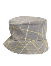 Dolce & Gabbana Gray Yellow Wool Blend Plaid Bucket Cap Men Hat