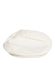 Dolce & Gabbana White Cotton Blend Leather Trim Flat Men Cap Hat