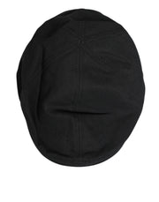 Dolce & Gabbana Black Cotton Blend Newsboy Men Cloth Cap Hat