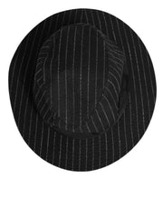 Dolce & Gabbana Black Striped Virgin Wool Men Fedora Capello Hat