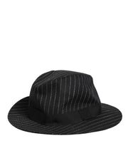 Dolce & Gabbana Black Striped Virgin Wool Men Fedora Capello Hat